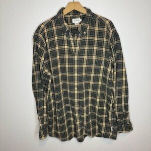 J. Crew 100% Cotton Button Front Long Sleeve Flannel Green